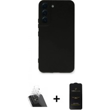 Marsilyan™- Galaxy S23 Plus Kılıf Ahenk Serisi - Siyah 6d Antistatik Mat Seramik Hayalet Nano Ekran Koruyucu + Şeffaf Kamera Lens Koruma Cam