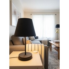 Elizim Home Lighting Hasır Görünümlü Siyah Abajur