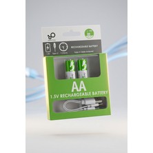 Gucso Type-C Şarjlı Aa Kalem Pil 1.5V 2600MWH Li-Ion 2'li Paket