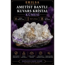Erilsa Sertifikalı Ametist Bantlı Kuvars Kristal Kümesi - Doğal Taş Kütle Ham Kaya Parça Dekoratif Kristal