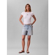Calvin Klein Kadın Gradient Slim Fit Monologo Detaylı T-Shirt