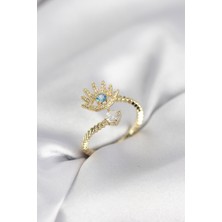 Kuşkaya Ticaret Gold Renk Göz Model Zirkon Taşlı Kadın Yüzük