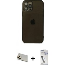 Marsilyan™- iPhone 12 Pro Kılıf Ahenk Doku - Şeffaf Uv Polymer Nano Ekran Koruyucu + Gold Rainbow Kamera Lens Koruma Cam