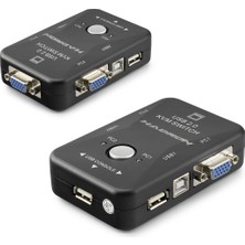 Nemere VGA USB Kvm Switch 2 In 1 Out + 2 Port USB Console + 2 Port USB Pc (Klavye/mouse + Yazıcı) - Siyah HDX1360