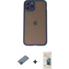Marsilyan™- iPhone 11 Pro Kılıf Ahenk Çizgi Serisi - Siyah 6d Mat Seramik Hayalet Nano Ekran Koruyucu + Gold Shine Kamera Lens Koruma Cam