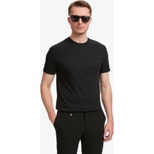 Pierre Cardin Erkek Siyah Slim Fit %100 Pamuk Bisiklet Yaka Basic Tişört 50325307-VR046