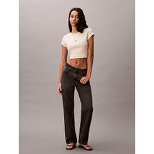 Calvin Klein Kadın Baby Rib Örgü Monologo Grafik Detaylı T-Shirt