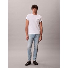 Calvin Klein Erkek Slim Taper Marbled Beacon Jean