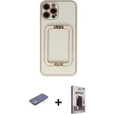 Marsilyan™- iPhone 12 Pro Max Kılıf Kozmos Minimal Prime - Siyah Bilvis Hayalet Cam Ekran Koruyucu + Yeşil Renkli Kamera Lens Koruma Cam