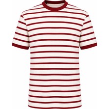 Trender 4038 Gül Erkek T-Shirt O Yaka Çizgili