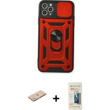 Marsilyan™- iPhone 11 Pro Kılıf Ahenk Klasik - Siyah 6d Mat Seramik Hayalet Nano Ekran Koruyucu + Yeşil Renkli Kamera Lens Koruma Cam