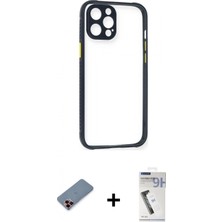 Marsilyan™- iPhone 12 Pro Kılıf Nova Asil Özel Seri - Şeffaf Uv Polymer Nano Ekran Koruyucu + Kırmızı Metal Kamera Lens Koruma Cam