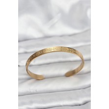 Pazarcan Çelik Gold Renk Ayetel Kürsi Yazılı Bileklik