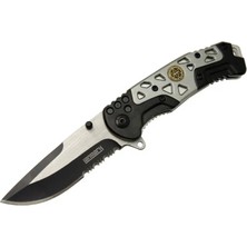 Pazarcan Lanmark MX10 Gri Testereli Çakı 21 cm - Otomatik, Perçinli