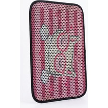 Motto Ticaret Kedi Tuvaleti Paspası Pembe Çizgili ve Gözlüklü Kedi Tasarımlı