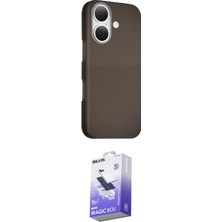 TKÇ Ieg™ Iphone 16 Kılıf Kozmos Klasik Prime - Siyah Bilvis 5in1 5d Magic Hayalet Cam Ekran Koruyu