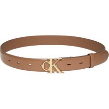Calvin Klein Kadın Round Ck Buckle 30MM Smooth Kemer