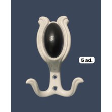 5´li Portmanto Askı Beyaz Lüx Porselen Zamak Vidalar Dahil Vestiyer Elbise Askılığı Havlu Askılığı Için Uyumlu Sağlam ve Estetik