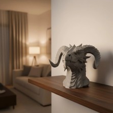 VeraGlobe Buğz 3D Ejderha Başı Heykeli Koleksiyonluk Dekoratif Figür 22X17 cm