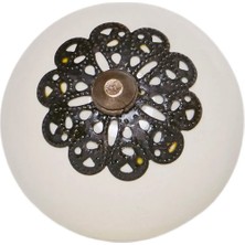 Yargıcı Metal Detaylı Seramik Çekmece Kulbu(4x6 Cm)
