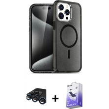 Marsilyan™- iPhone 15 Pro Max Kılıf Nova Asil Prime - Siyah Bilvis 5in1 5d Magic Hayalet Cam Ekran Koruyucu + Lacivert Raze Metal Kamera Lens