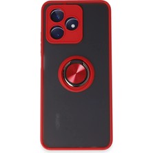 Buğz Realme C53 Kılıf Montreal Yüzüklü Silikon Kapak - Kırmızı
