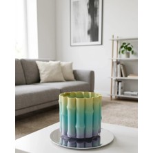 VeraGlobe Buğz Modern Dekoratif Vazo Yeşil Geçişli Şık Tasarım Masa Üstü Kullanım
