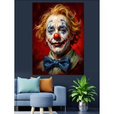 Karizma Tablo Kırmızı Saçlı Gülen Joker Palyaço Dekoratif Kanvas - Mdf Ahşap Tablo
