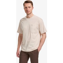 Pierre Cardin Erkek Bej Comfort Fit %100 Pamuk Bisiklet Yaka Basic Tişört 50325300-VR011