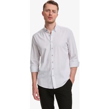 Pierre Cardin Erkek Açık Gri Keten Karışımlı Regular Fit Uzun Kollu Gömlek 50325356-VR001
