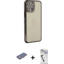 Marsilyan™- iPhone 12 Pro Kılıf Yörünge Koleksiyonu - Şeffaf Uv Polymer Nano Ekran Koruyucu + Pembe Renkli Kamera Lens Koruma Cam