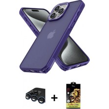 Marsilyan™- iPhone 15 Pro Kılıf Atlas Form - Siyah Buffer Cam Ekran Koruyucu + Lacivert Raze Metal Kamera Lens