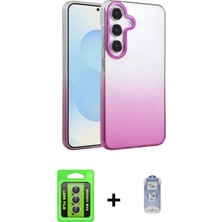 Marsilyan™- Galaxy A35 5g Kılıf Kıvılcım Minimal Özel Seri - Siyah Joko Magic 5d Cam + Gümüş Raze Metal Kamera Lens