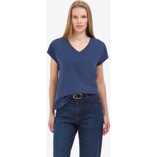 Pierre Cardin Kadın Lacivert Regular Fit Basic Tişört 50325454-VR033