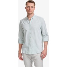 Pierre Cardin Erkek Su Yeşili Keten Karışımlı Regular Fit Uzun Kollu Gömlek 50320941-VR048