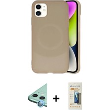 Marsilyan™- iPhone 11 Kılıf Ufuk Serisi - Siyah 6d Mat Seramik Hayalet Nano Ekran Koruyucu + Mavi Raze Metal Kamera Lens