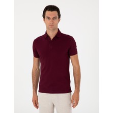 Cacharel Erkek Bordo Slim Fit Polo Yaka Pamuklu Basic T-Shirt 50300934-VR014