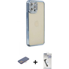 Marsilyan™- iPhone 12 Pro Kılıf Yörünge Koleksiyonu - Şeffaf Uv Polymer Nano Ekran Koruyucu + Pembe Renkli Kamera Lens Koruma Cam