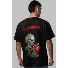 Sevbano Metallica Rock Metal Müzik Grubu Sırt Baskılı Unisex Oversize Tişört