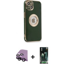 Marsilyan™- iPhone 14 Plus Kılıf Iz Form Serisi - Siyah 360 Mat Full Body Arka Koruyucu + Siyah Raze Metal Kamera Lens