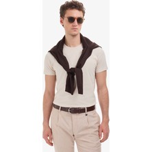Pierre Cardin Erkek Bej Slim Fit %100 Pamuk Bisiklet Yaka Basic Tişört 50325307-VR011