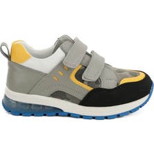 Ortoplus Spor Deri Ortopedik Işıklı Çocuk Ayakkabı P SB2095 Gri - Siyah