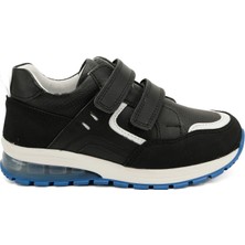 Ortoplus Spor Deri Ortopedik Işıklı Çocuk Ayakkabı P SB2095 Siyah - Beyaz