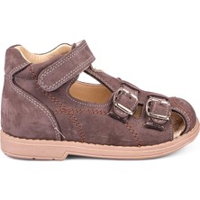 Ortoplus Deri Ortopedik Bebe Sandalet K C646-1 Kahve Nubuk