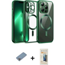 Marsilyan™- iPhone 12 Pro Kılıf Nova Işık Özel Seri - Siyah 6d Mat Seramik Hayalet Nano Ekran Koruyucu + Gökkuşağı Shine Kamera Lens Koruma Cam