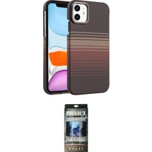 TKÇ Ieg™ Iphone 11 Kılıf Doruk Serisi - Siyah 34D Hayalet Izgaralı Cam