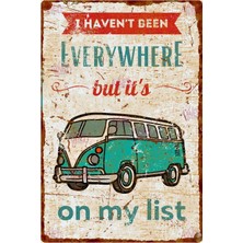 AYNED Print Vintage Minibüs Tasarımlı Ahşap Duvar Tabelası – Seyahat Konseptli Dekoratif Levha