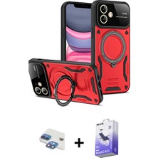 Marsilyan™- iPhone 11 Kılıf Kıvılcım Modern Serisi - Siyah Bilvis 5in1 5d Magic Hayalet Cam Ekran Koruyucu + Gökkuşağı Pers Alüminyum Kamera Lens