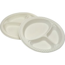 4 Adet Soyalan Plastik Tabak 3 Bölmeli 10 Lu