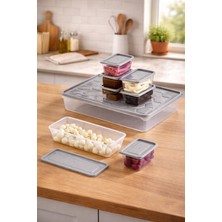 Kazen Home Kazen 16 Parça 7 Bölmeli Kapaklı Multi Saklama Seti Gri